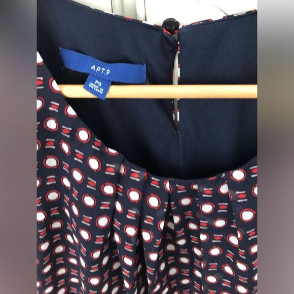 Apt 9 Midi Sleeveless Dress Red, White, Blue Lined Small petite Handkerchief Hem - Picture 2 of 4